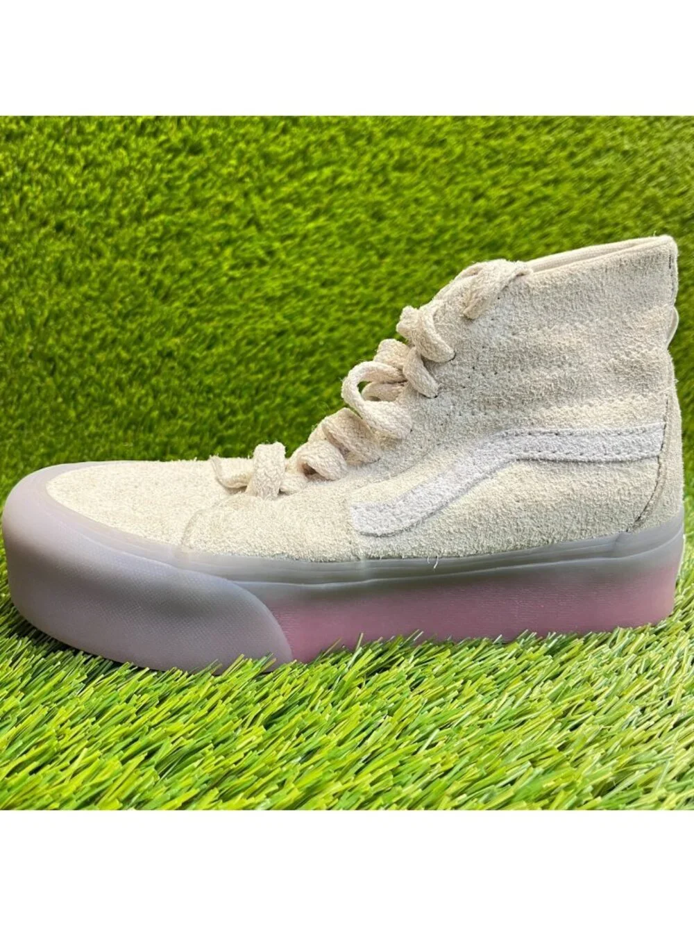 Vans Sk8-Hi Tapered Stackform Womens Size 7 Beige Purple Athletic Shoes Sneakers